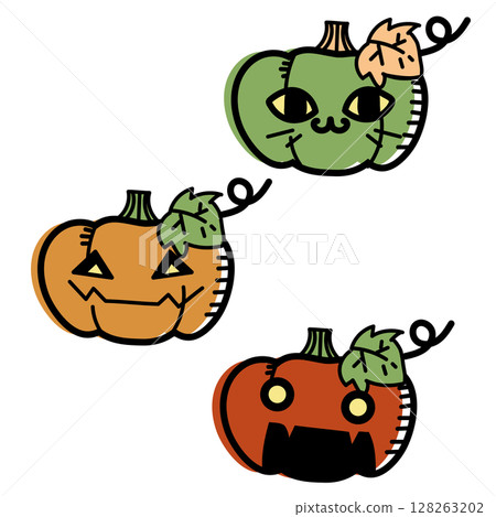 Cute Halloween pumpkin illustration set 128263202