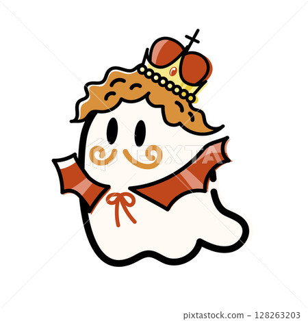 Cute king ghost Halloween illustration 128263203