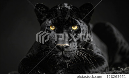 Black Panther on Black Background 128263651