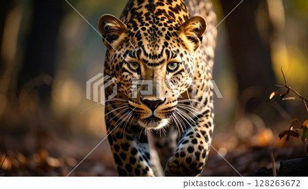 Leopard Walking Forward Leopard Walking Forward 128263672