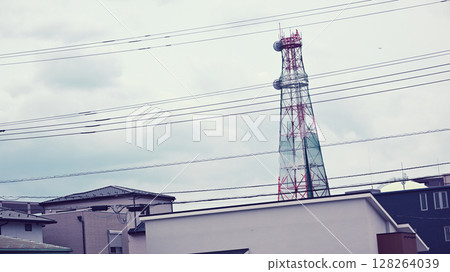 Residential area and radio tower 128264039