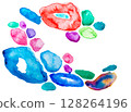 Colorful Hand Drawn Watercolor Spots Free Hand Texture 128264196