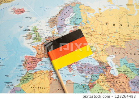 Bangkok, Thailand  November, 2025 Germany flag on world map. 128264488