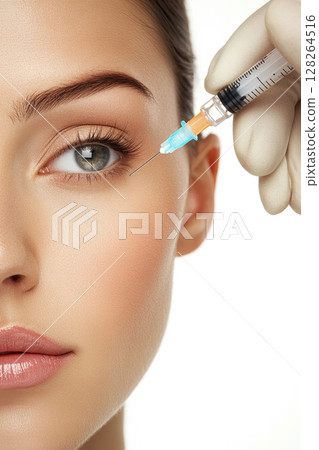 Close-Up of Woman Receiving Cosmetic Injection 128264516