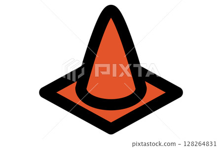 Simple line drawing isometric illustration of a traffic cone 128264831