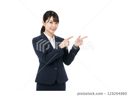 Japanese OL pose/Guidance pose (white background, for cutting out) 128264860