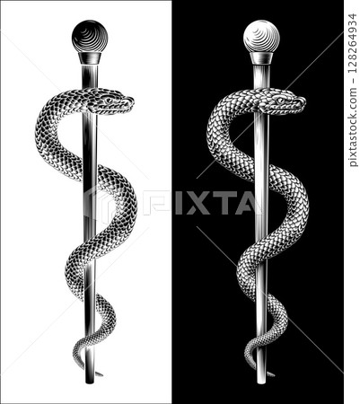 Rod of Asclepius Caduceus Medical Doctor Symbol 128264934