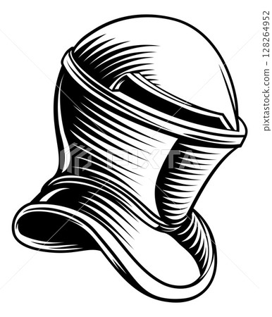 Knight Helm Medieval Helmet Vintage Woodcut Style 128264952