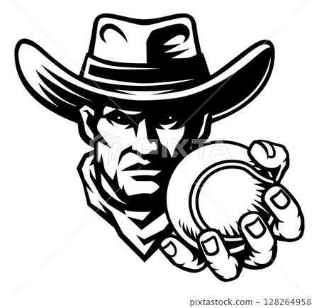Cowboy Tennis Ball Sports Team Mascot Cowboy Tennis Ball Sports Team Mascot 128264958