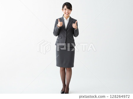Japanese OL pose/Like pose (white background, for cutting) 128264972