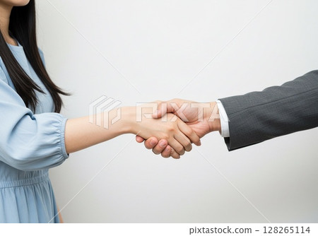 握手/手部特寫（白色背景，用於剪切） 128265114