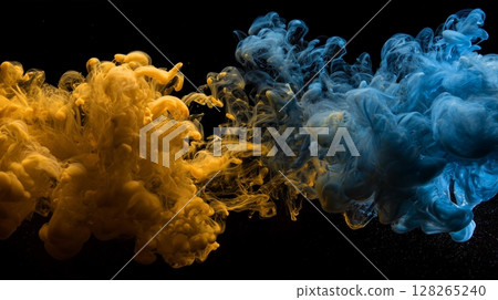 Orange and blue smoke background 128265240
