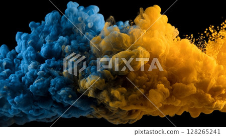 Orange and blue smoke background 128265241