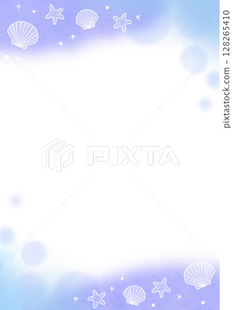 Shell watercolor frame polka dot purple vertical 128265410