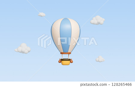Hot Air Balloon and Cloud. 3D Rendering.  128265466