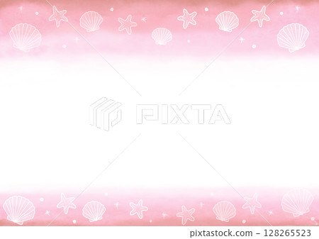 貝殼水彩框粉紅色 貝殼水彩框粉紅色 128265523