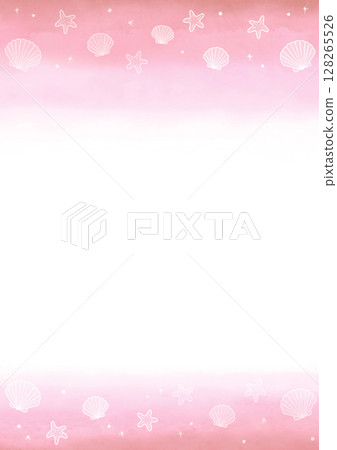 貝殼水彩框粉紅色垂直 貝殼水彩框粉紅色垂直 128265526
