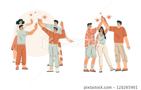 Celebrating Togetherness Engaging in a Joyous Group Interaction Filled with Connection and Unity 128265901