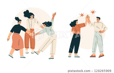 A Dynamic Group Interaction Illustration tailored specifically for the Modern Media landscape 128265909