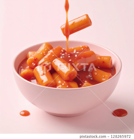 tteokbokki, spicy rice cake, gochujang sauce, rice cake, fish cake, cabbage, green onion, street food, snack, sweet and spicy, Korean food tteokbokki, spicy rice cake, gochujang sauce, rice cake, fish cake, cabbage, green onion, street food, snack, sweet and spicy, Korean food 128265972