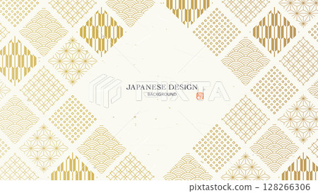 Golden Japanese pattern background/geometric pattern 128266306