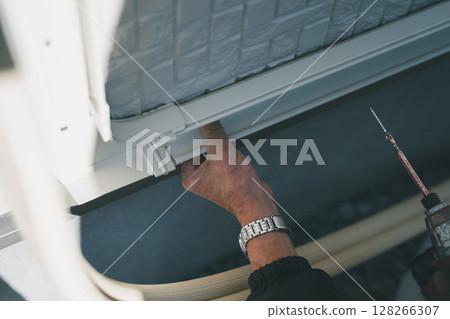 Air conditioner piping work 128266307