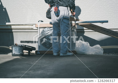 Air conditioner piping work 128266317