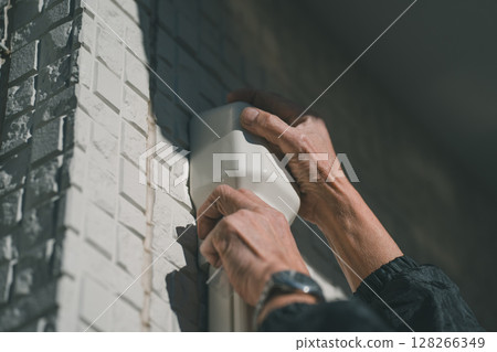 Air conditioner piping work Air conditioner piping work 128266349