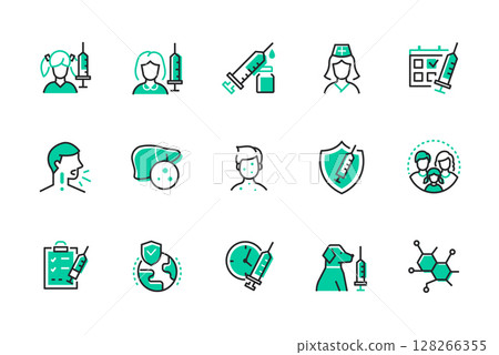 Vaccination - set of line design style icons Vaccination - set of line design style icons 128266355