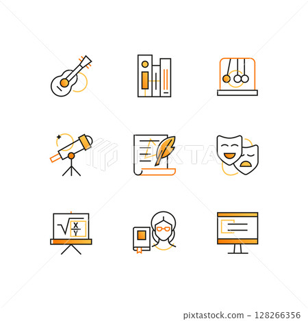 School subjects - modern line design style icons set School subjects - modern line design style icons set 128266356