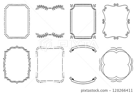 一組優雅的手繪框架（向量） 128266411