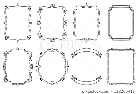 一組優雅的手繪框架（向量） 128266412
