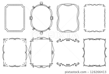 一組優雅的手繪框架（向量） 128266413