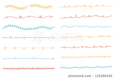 Hand-drawn line decoration set (colorful) 128266426