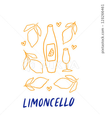 Hand drawn dolce vita poster with lemons 128266461