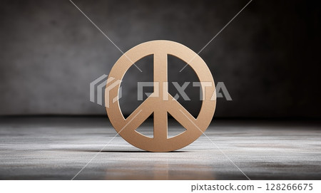 Anti War and Global Protest movement, Peace symbol on a textured surface with a dark background. Anti War and Global Protest movement, Peace symbol on a textured surface with a dark background. 128266675