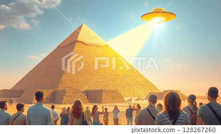 不明飛行物將金字塔頂部變成黃金 128267260