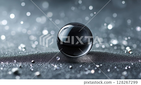 A crystal ball reflecting light on a sparkling surface. A crystal ball reflecting light on a sparkling surface. 128267299