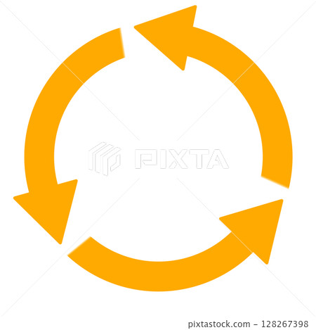 Simple circular cycle illustration of orange yellow rotating arrows Simple circular cycle illustration of orange yellow rotating arrows 128267398