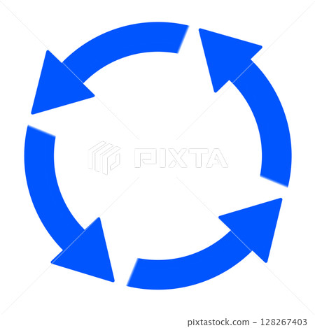 Simple circular cycle illustration of blue rotating arrows Simple circular cycle illustration of blue rotating arrows 128267403