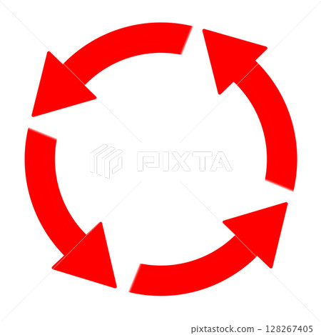Simple recycling style illustration of red rotating arrow 128267405