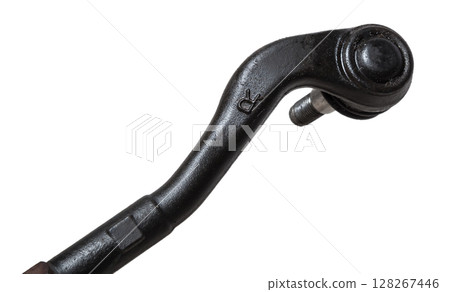 Brand new car ball joint isolated on white background Ball joint is the assembly connecting the steering wheel hub and the suspension arm, spherical bearing Brand new car ball joint isolated on white background Ball joint is the assembly connecting the steering wheel hub and the suspension arm, spherical bearing 128267446