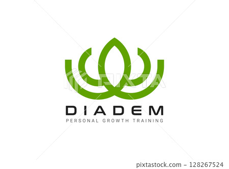 Crown vector icon. Geometric crown vector illustration clear monochrome beauty logo design. Corporate green diadem branding element on white background 128267524