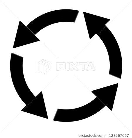 Simple circular cycle illustration of black rotating arrows 128267667