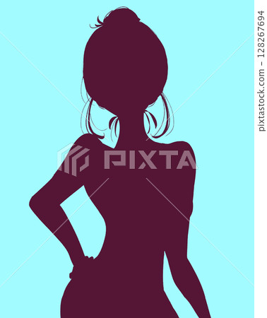 自信的女人與髮髻髮型輪廓 128267694