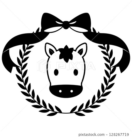 馬和月桂花環徽章,單色 馬和月桂花環徽章,單色 128267719