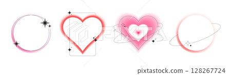 Heart border collection with neon blur aura effect Heart border collection with neon blur aura effect 128267724