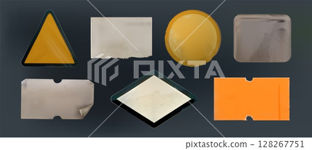 Collection of vintage blank sticker and price tag Collection of vintage blank sticker and price tag 128267751
