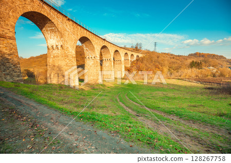 Railway viaduct, 1896. Plebanivka, Ternopil region, Ukraine Railway viaduct, 1896. Plebanivka, Ternopil region, Ukraine 128267758