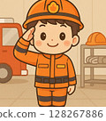 微笑消防員敬禮 128267886